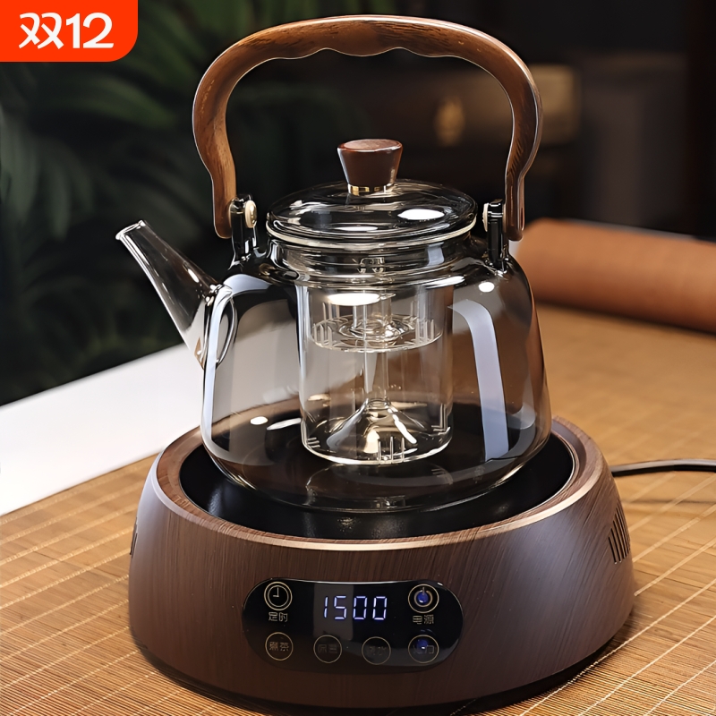 玻璃提梁壶家用电陶炉煮茶器烧水壶大容量茶壶明火加热一壶耐热