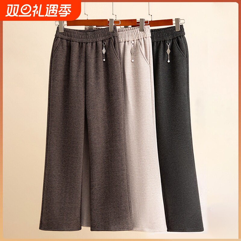 奶奶裤子冬季加绒加厚松紧腰老年妈妈老太太棉裤宽松加绒保暖女裤