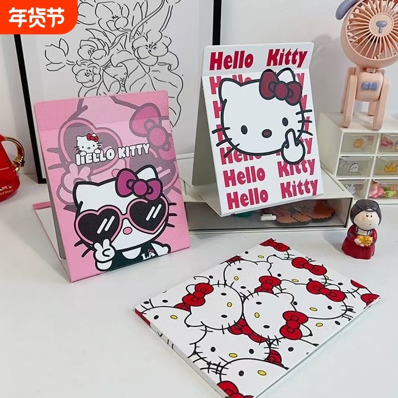 可爱桌面折叠化妆镜子卧室学生宿舍随身便携式台式手拿梳妆镜大号