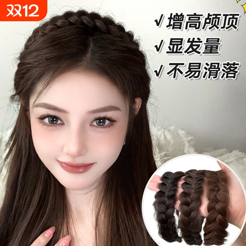 鱼骨辫假发发箍女麻花辫子发卡发捆压发头箍编发头饰女款2025新款