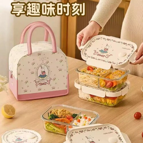 希乐扣便当盒可微波炉加热玻璃饭盒上班族带饭餐盒保鲜盒食品级