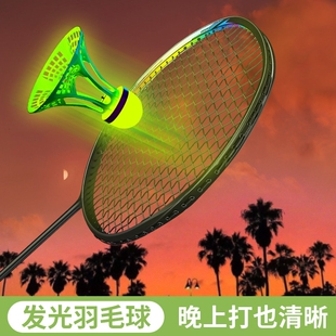 夜光羽毛球防风耐打荧光夜间带灯塑料尼龙耐用晚上会发光的羽毛球