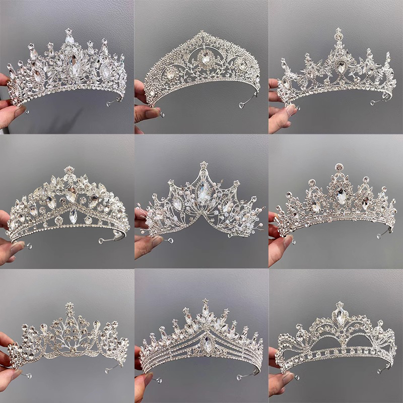 奢华大气新娘结婚皇冠头饰成人公主韩式发饰婚纱合金闪亮水钻配饰