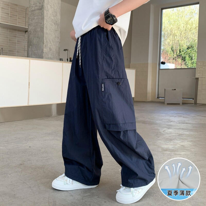 男童裤子冰丝工装裤儿童薄款新款夏天休闲防蚊防晒速干裤黑色夏季图片