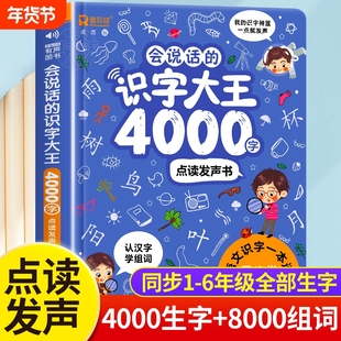 会说话的识字大王4000字+8000词手指点读发声书会说话的早教有声书学前趣味学习汉字2000象形识字3000字儿童有声书幼儿认字启蒙卡