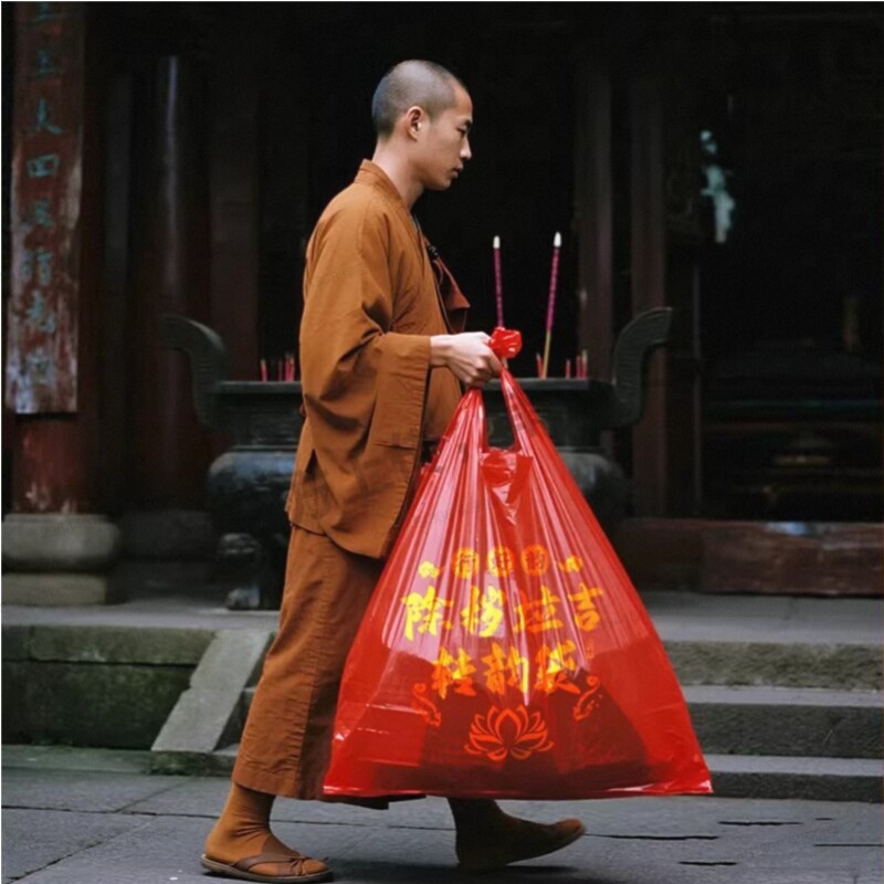 红色塑料袋垃圾袋除秽拉吉转运袋丢旧衣服加厚家用手提式大号吉祥