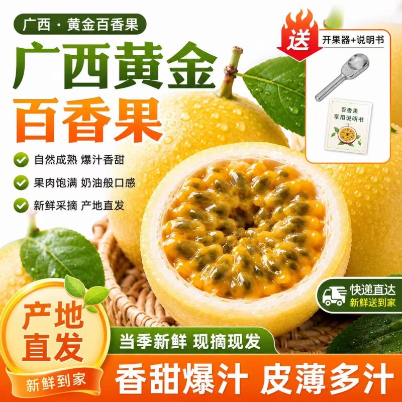 正宗广西黄金百香果奶茶店供货送开果器金色一号钦蜜9号整箱包邮