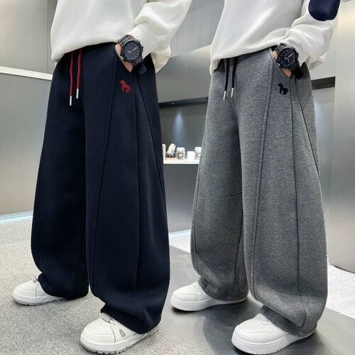 男童秋装裤子2026新款春秋冬款运动中大儿童男孩秋季休闲加绒卫裤