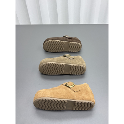 真皮羊毛加绒勃肯鞋女2025冬季新款内增高厚底加厚保暖棉鞋潮毛绒