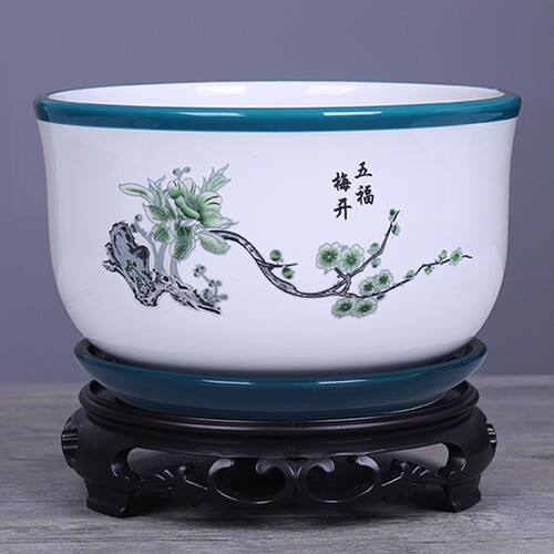 陶瓷花盆大口径中式古典阳台桌面盆栽室内外发财树专用盆特价清仓