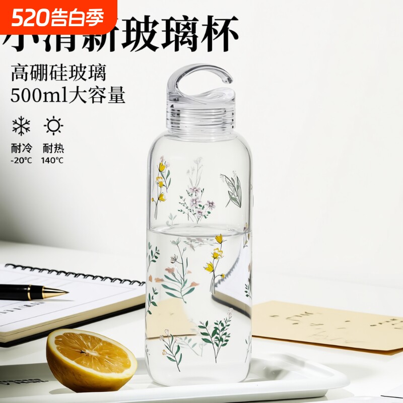 高硼硅玻璃杯女高颜值大容量玻璃耐高温咖啡杯泡牛奶水杯便携手提