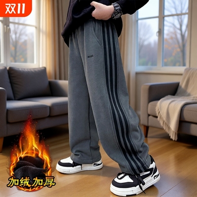 男童加绒保暖卫裤奥利绒直筒