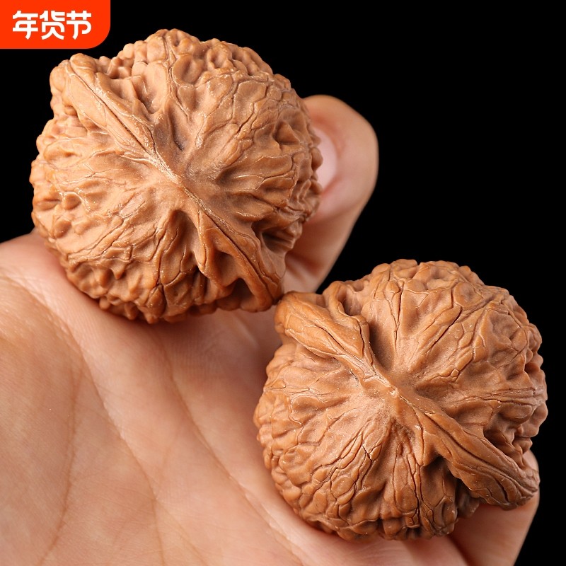 文玩核桃涞水宫灯玉玺狮子头配对上手盘捻红男女随身把件野生手把