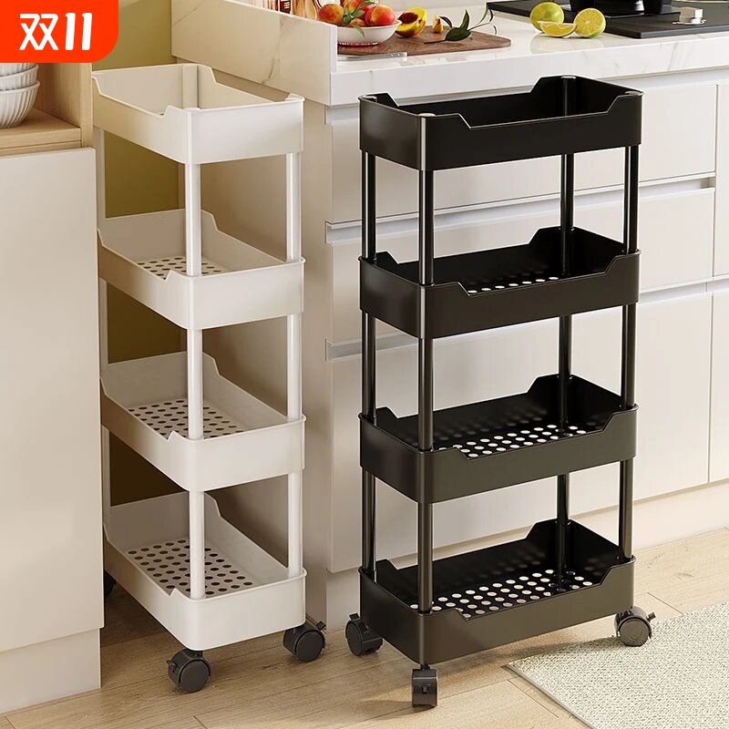 小推车置物架厨房调料品收纳架夹缝不占空间果蔬菜篮子可移动缝隙