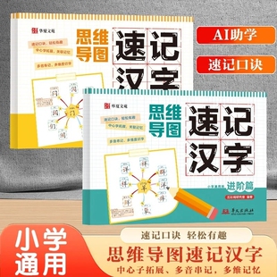 思维导图汉字速记小学生语文同步人教版 认识偏旁部首结构形象识字练习本册快速记生字组词造句练习册预习美术常用练字口诀