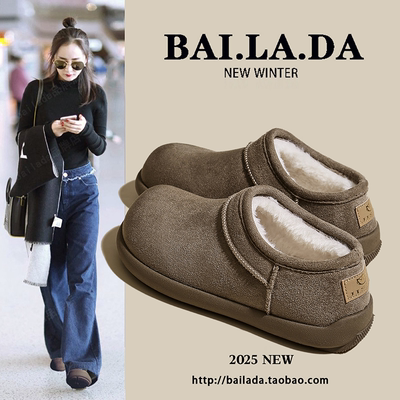 爆款加绒懒人鞋勃肯鞋女款2025秋季冬季新款保暖休闲面包鞋棉鞋子