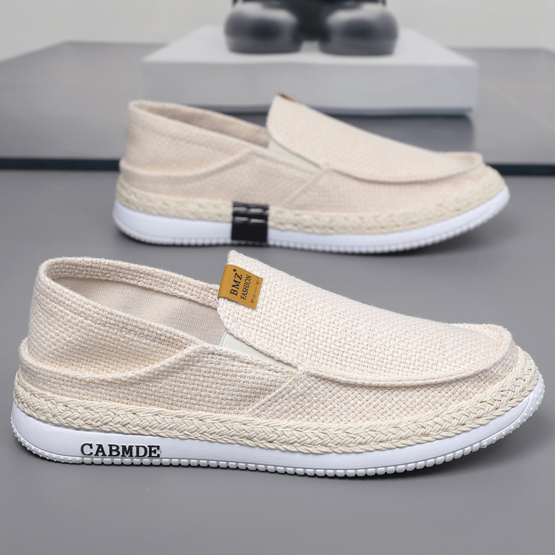 男鞋布鞋夏季男款透气亚麻北京帆布鞋脚蹬男士休闲板鞋懒人潮鞋男