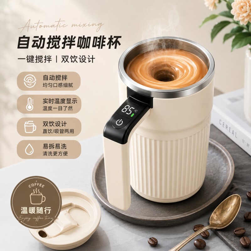 2026新款全自动电动搅拌杯高档咖啡杯子磁力冲泡牛奶粉豆浆摇摇杯图片
