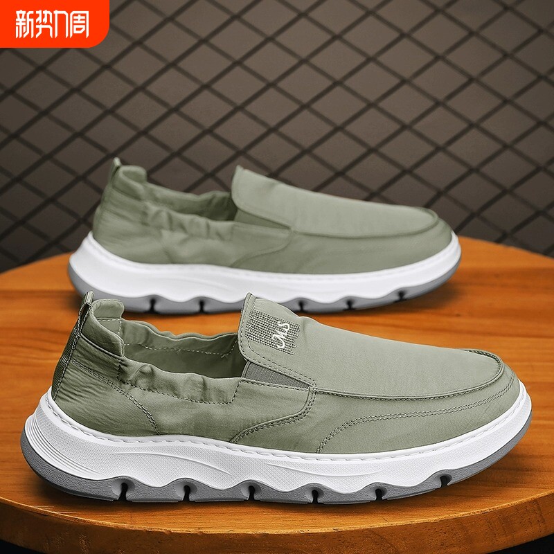 冰丝帆布男鞋秋季透气懒人一脚蹬运动休闲防臭板鞋薄款老北京布鞋