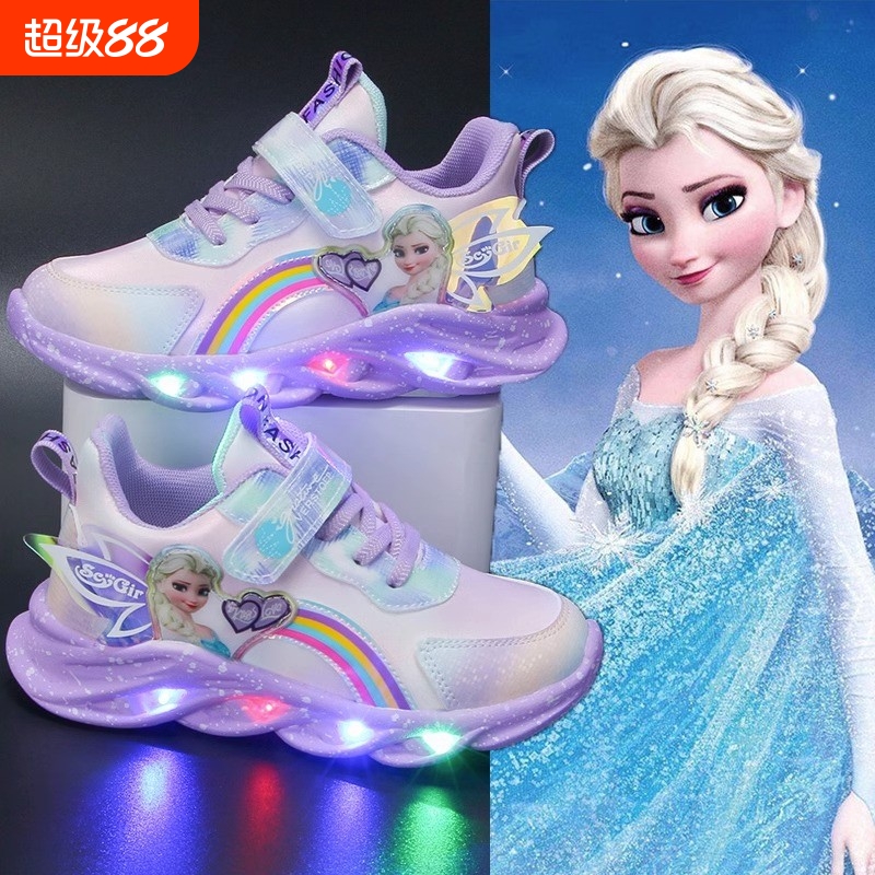 巴布豆女童鞋子2025春秋新款网面透气儿童运动鞋百搭女孩公主鞋