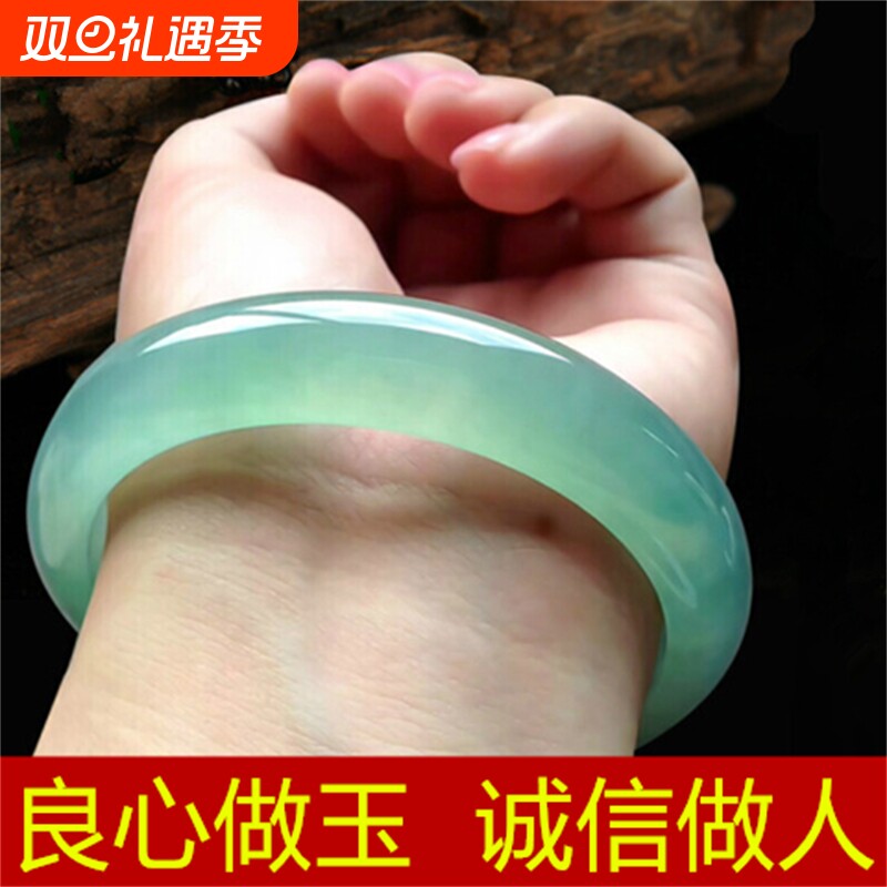 正品玉手镯首饰女玉镯翡翠色冰种阳绿浅绿深绿油青镯【国检证书】