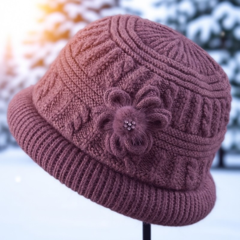 中老年人冬季女士针织盆帽80岁老太太毛线帽冬老人奶奶帽妈妈帽秋