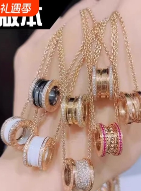 小蛮腰项链弹簧项链男女纯银陶瓷小红人慈善款情侣吊坠黄金玫瑰金