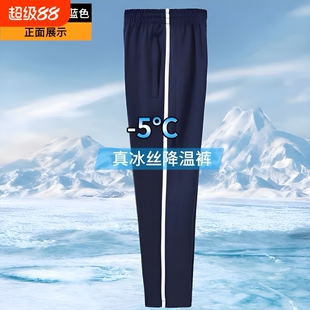 冰丝夏季校服裤子一道杠男女春秋薄款藏青色二条杠初小学生速干