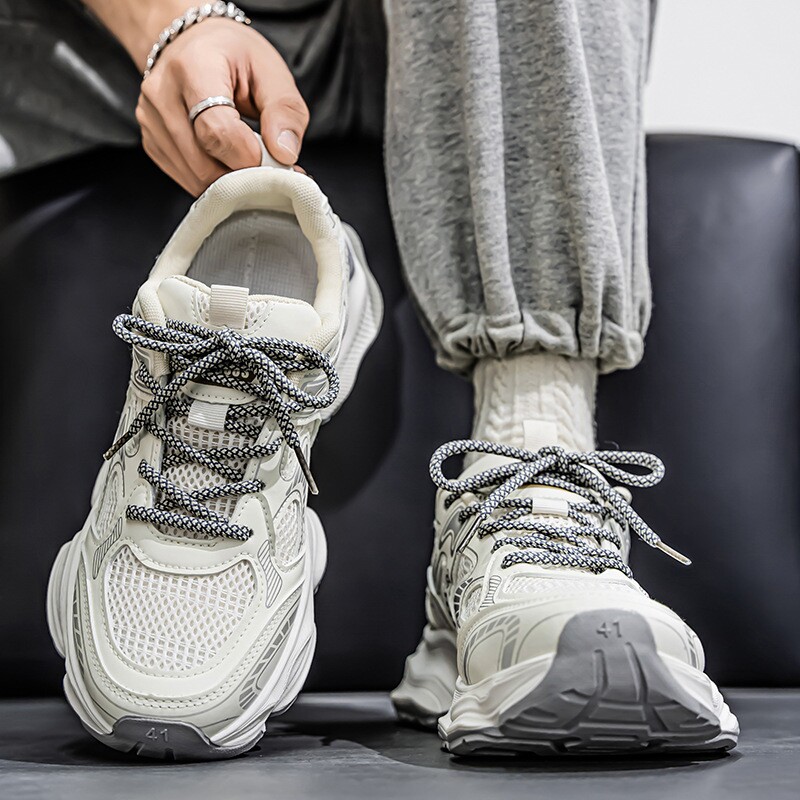 男鞋春季2026新款网面轻便软底跑步运动鞋子夏季增高休闲老爹潮鞋