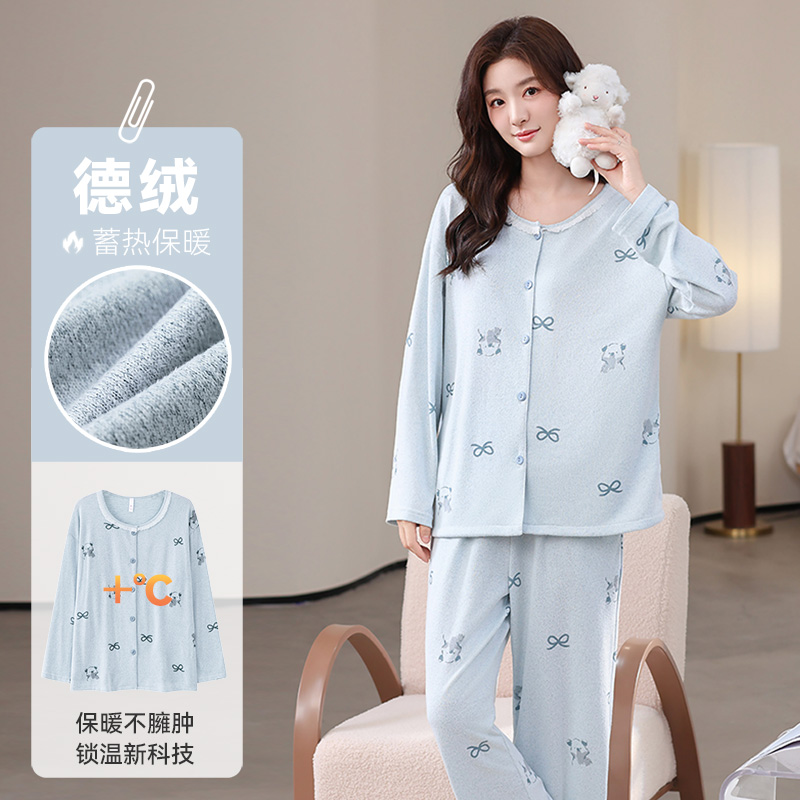 帕兰朵2025新款加厚德绒睡衣女冬季加绒保暖家居服珊瑚绒秋冬天