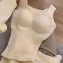 带胸垫加绒吊带背心羊羔绒毛绒保暖打底衫秋冬免穿文胸一体式内搭