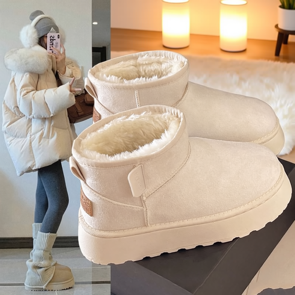 白色厚底雪地靴女2025年新款冬季加绒加厚防水防滑保暖黑色棕色