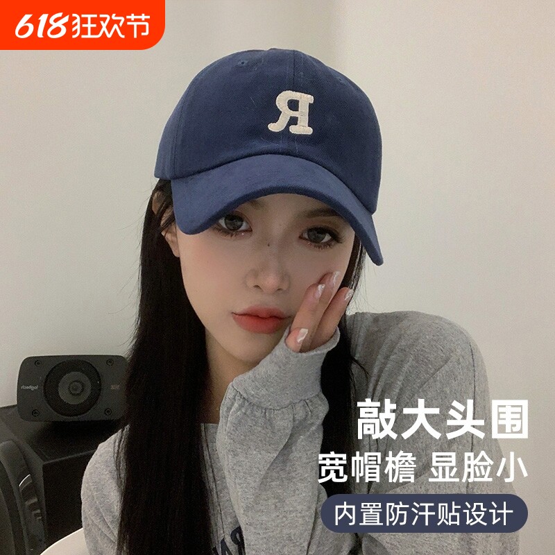 帽子女款夏季韩版ins潮百搭防晒鸭舌帽字母R标显脸小情侣棒球帽男