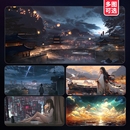 超大号鼠标垫FPS电竞游戏动漫二次元电脑键盘垫办公书桌垫加厚小