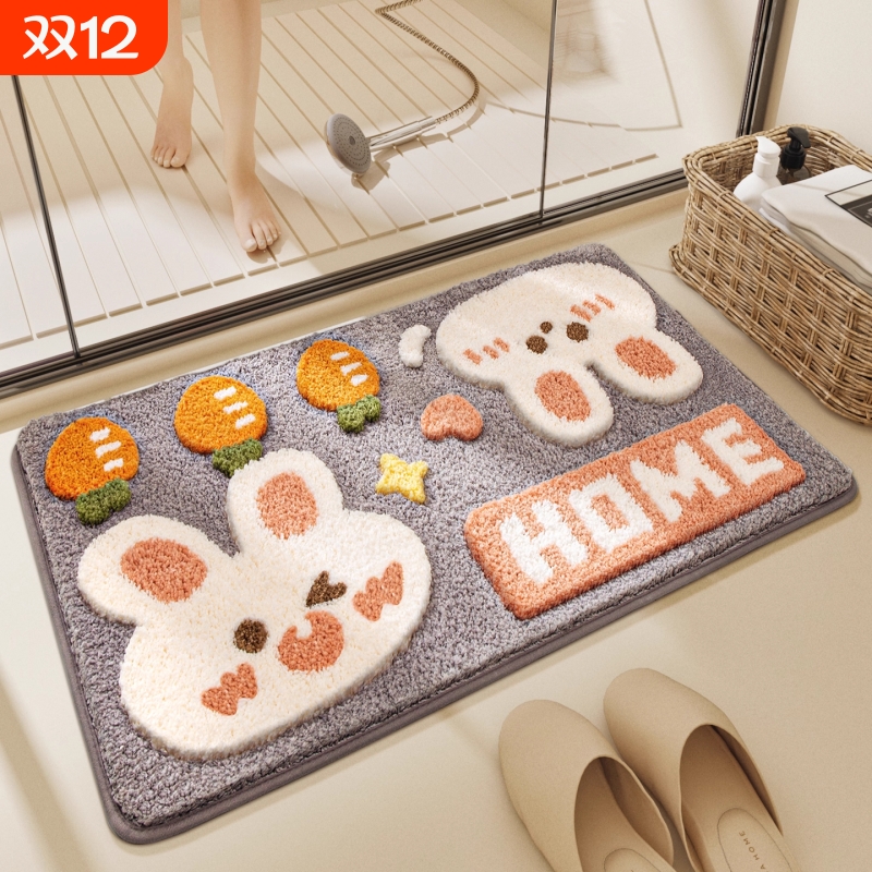 浴室强吸水地垫家用厕所门口脚垫卡通地毯门垫进门卫生间速干地垫