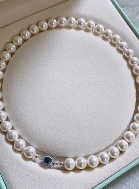 倪妮同款珍珠项链蓝宝石颈链