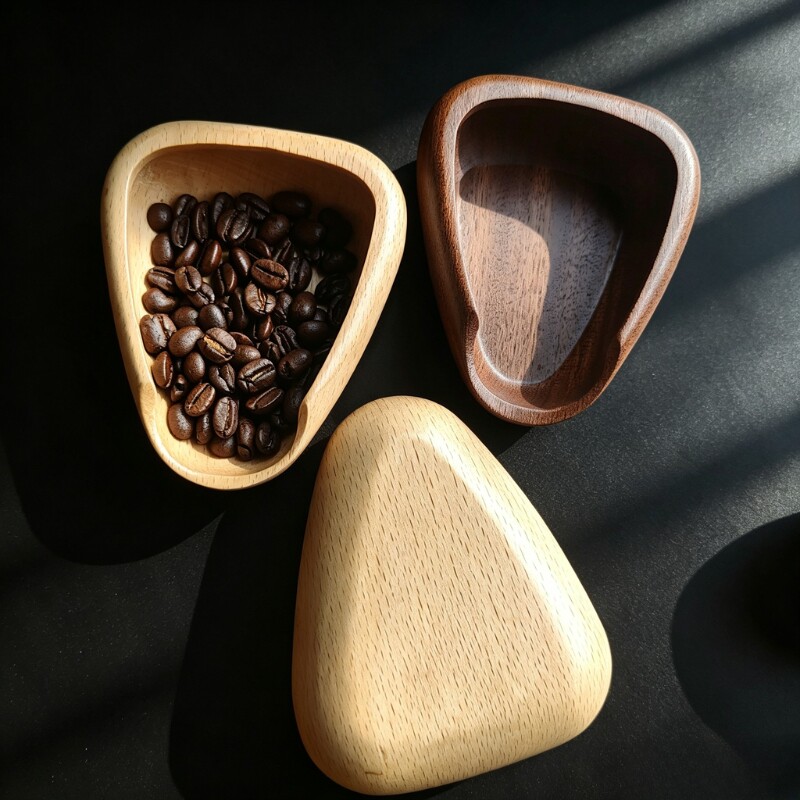 新款实木咖啡豆秤豆碟称量盘茶叶勺防静电喷雾咖啡接粉盘收纳分装图片