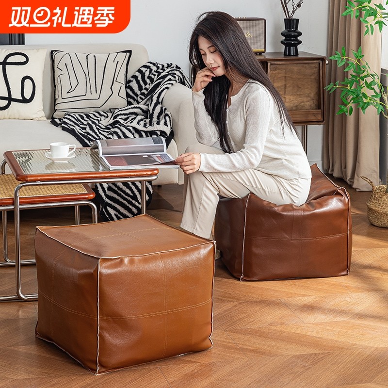 轻奢收纳坐墩二合一皮质蒲团家用客厅卧室内收纳袋懒人凳换鞋凳