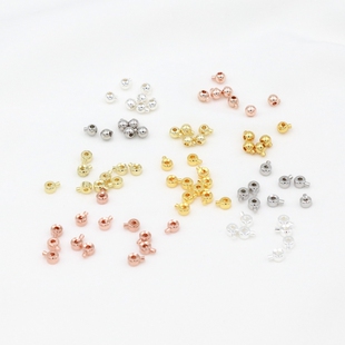 18k包金保色按扣手工diy手链收尾夹扣钢丝绳定位扣卡扣镀金合金