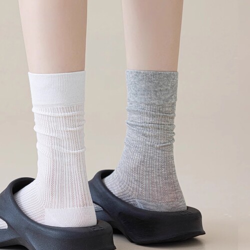 灰色袜子女士夏薄款堆堆袜