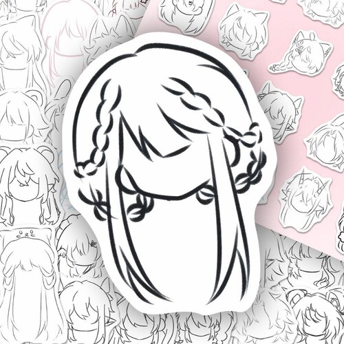 女生oc发型贴纸Q版人物绘画教程参考模板手账素材DIY装饰笔记贴画