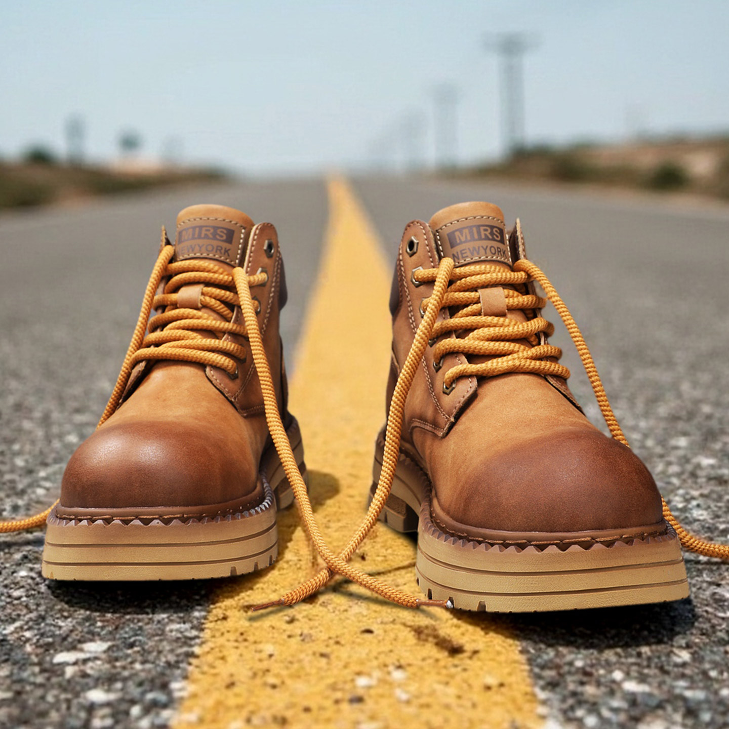 马丁靴男鞋高帮秋冬复古工装短靴厚底英伦风真皮踢不烂大黄靴圆头