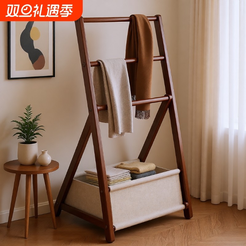 挂衣架落地卧室家用房间室内双杆晾晒衣服架子可移动多功能衣帽架