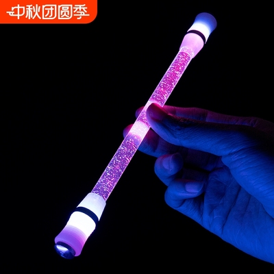 转笔者便携七彩水晶满天星转转笔高亮LED芯片呼吸灯铝合金CNC车加工笔头阳极氧化饰圈流线设计高端收纳管包装