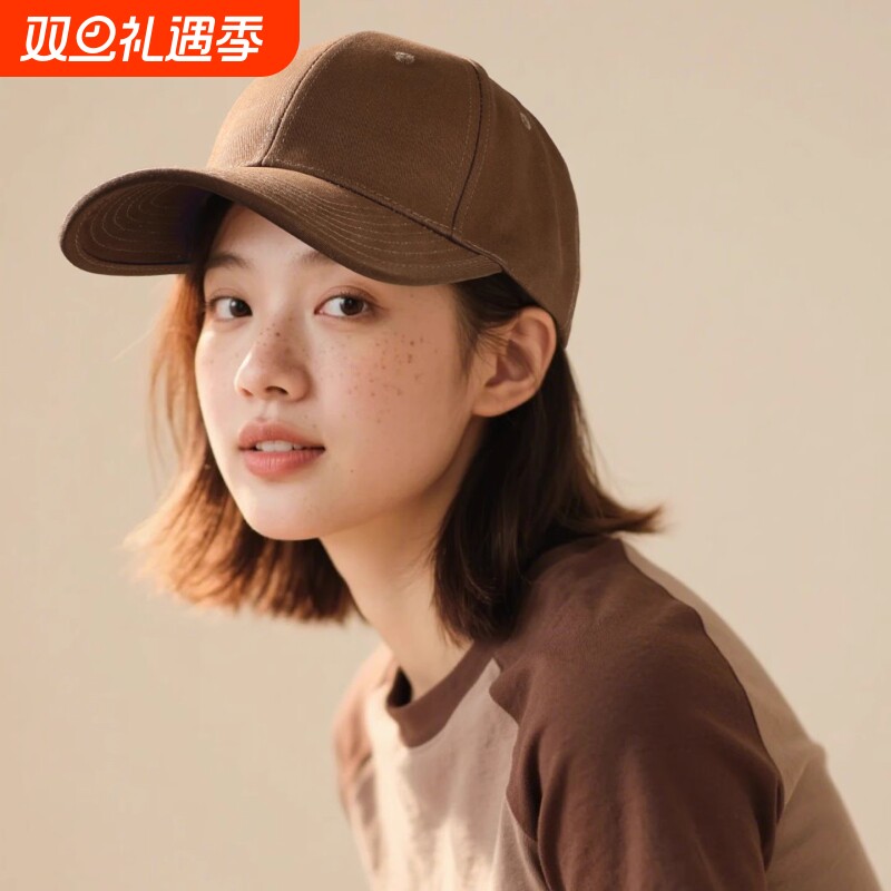 大头围帽子女款加大加深大帽檐鸭舌帽硬顶棒球帽男黑色咖啡色加宽
