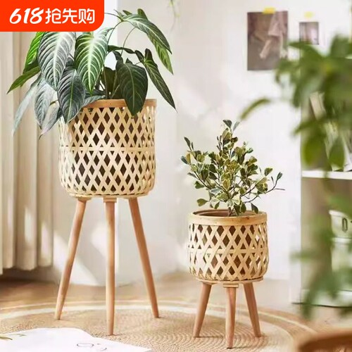 北欧ins木质落地花架盆栽
