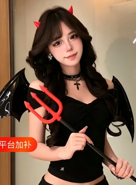 可爱恶魔角发夹日系卡通牛角对夹