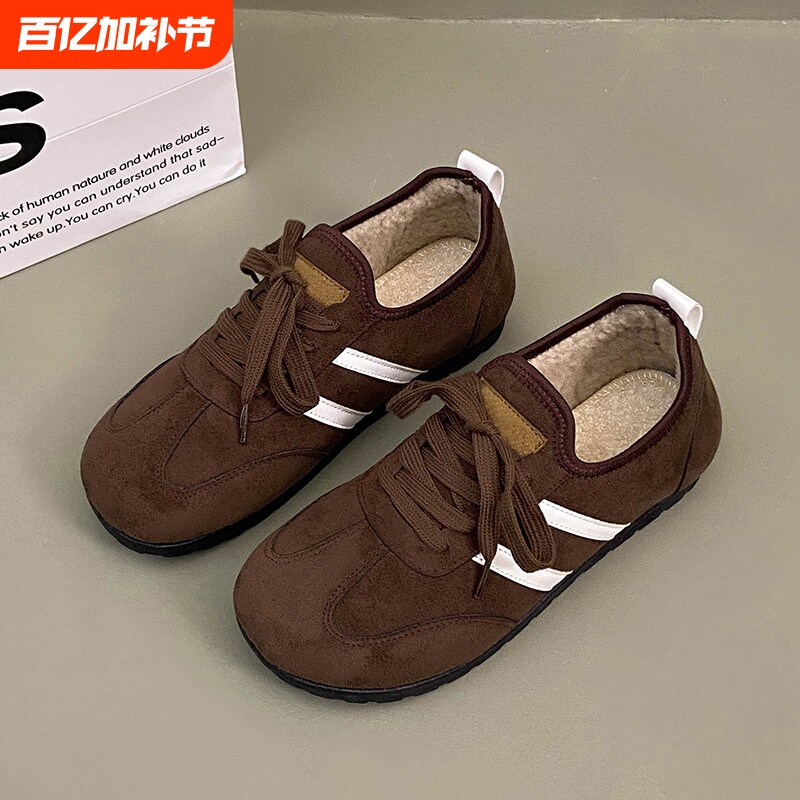 时尚百搭棉鞋女2025加厚乐福鞋保暖防滑雪地靴棉靴黑色平底不累脚