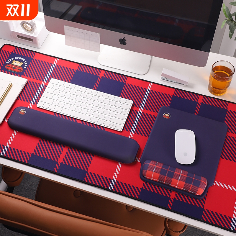 创意格子硅胶护腕鼠标垫记忆棉键盘手托办公室护手腕超大垫子女生