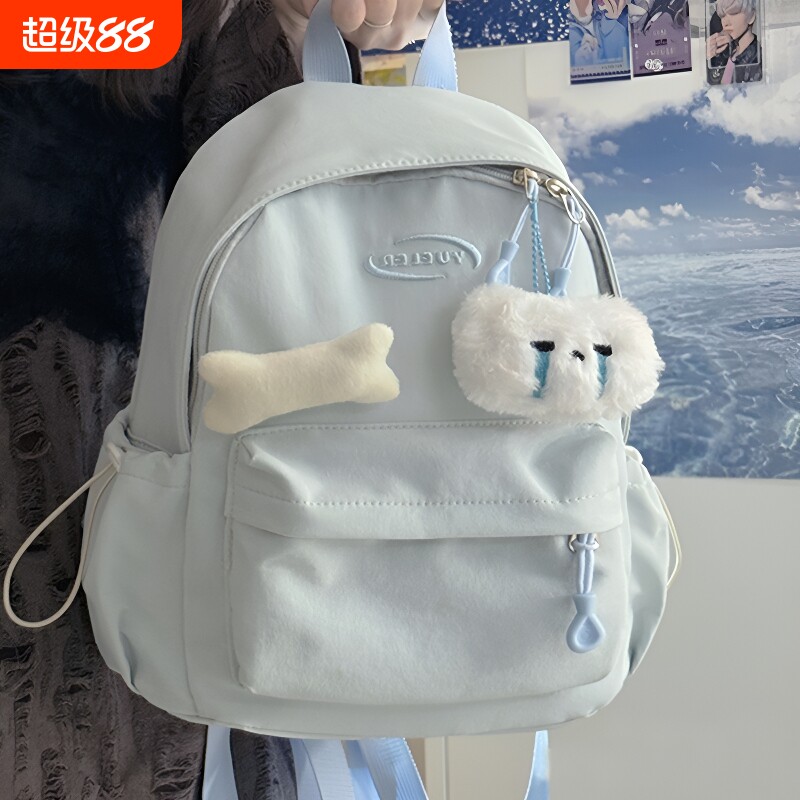 小书包女少女学生迷你双肩包小型高颜值简约休闲mini背包粉色通勤图片